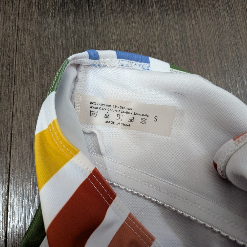 S white / rainbow striped tube bikini top - Picture 4 of 4